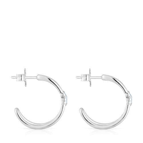 Creolen Icon Color LGG aus Silber mit im Labor gezüchtetem blauem Spinell