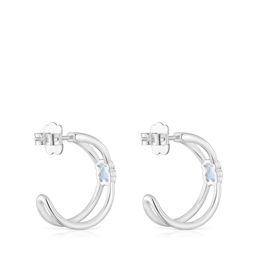 Creolen Icon Color LGG aus Silber mit im Labor gezüchtetem blauem Spinell