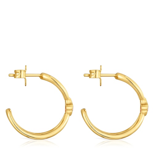 Pendientes aro con baño de oro 18 kt sobre plata y rubí creado en laboratorio Icon Color LGG