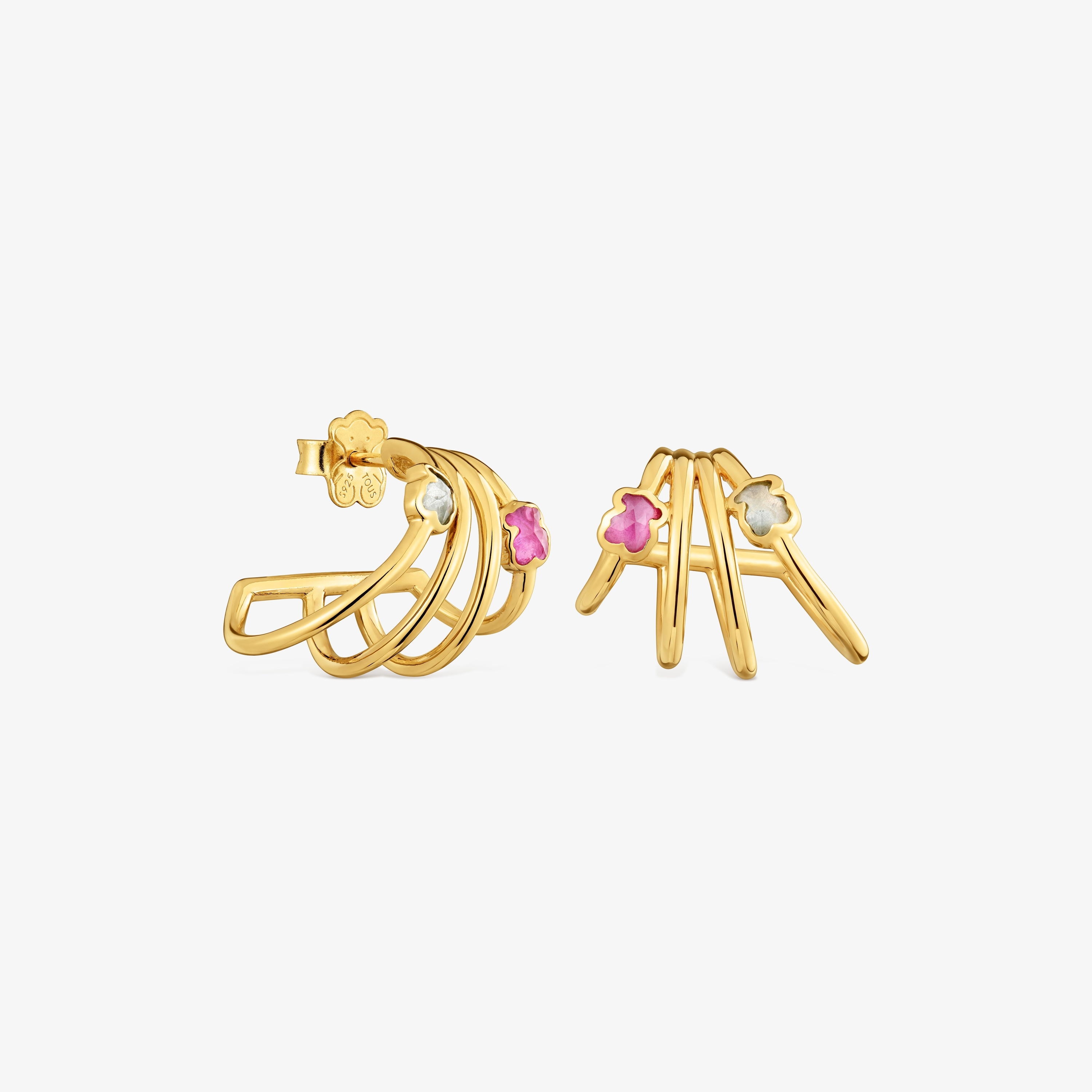 Hoop earrings with 18K gold vermeil and laboratory-grown gemstones Icon Color LGG