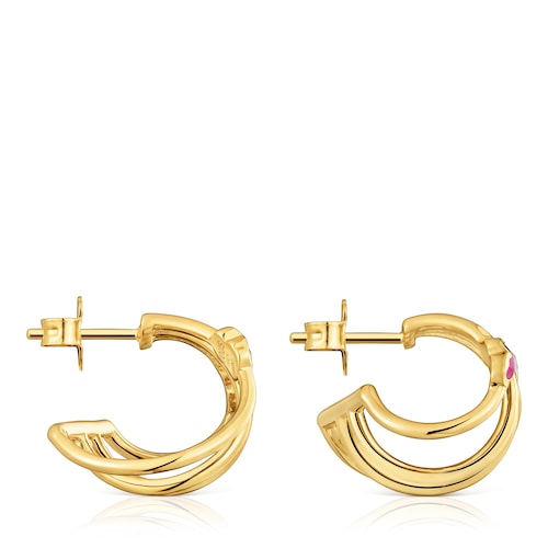 Pendientes aro con baño de oro 18 kt sobre plata y gemas creadas en laboratorio Icon Color LGG