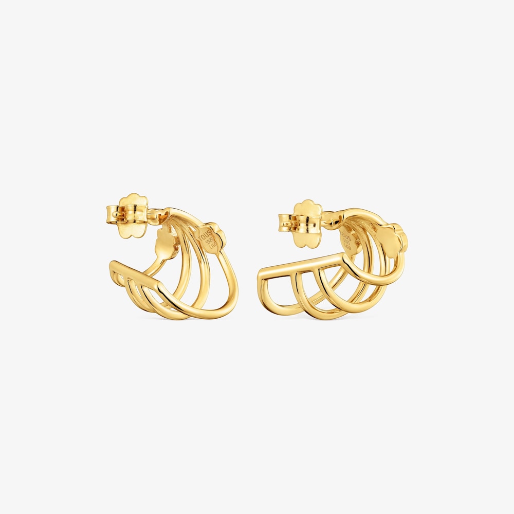 Brincos argola com banho de ouro de 18&nbsp;K sobre prata e pedras preciosas criadas em laborat&oacute;rio Icon Color LGG