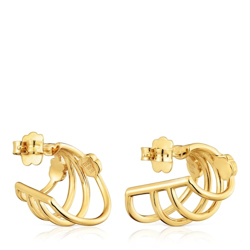 Pendientes aro con baño de oro 18 kt sobre plata y gemas creadas en laboratorio Icon Color LGG