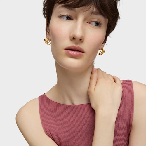 Pendientes aro con baño de oro 18 kt sobre plata y gemas creadas en laboratorio Icon Color LGG