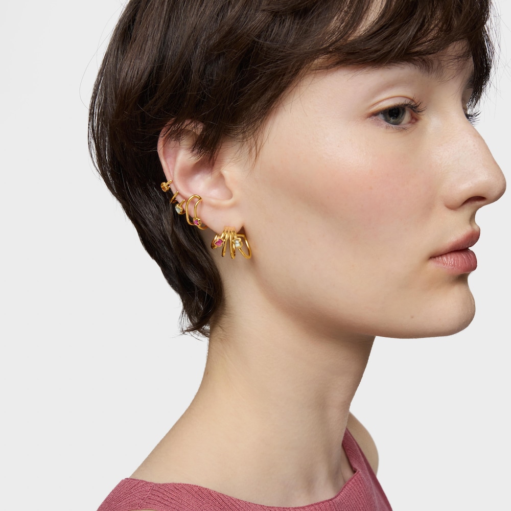 Brincos argola com banho de ouro de 18&nbsp;K sobre prata e pedras preciosas criadas em laborat&oacute;rio Icon Color LGG