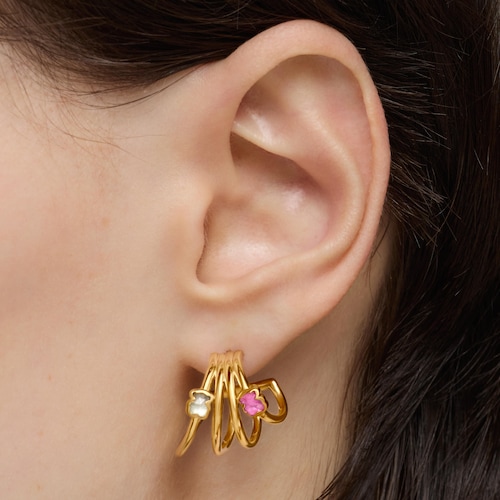 Pendientes aro con baño de oro 18 kt sobre plata y gemas creadas en laboratorio Icon Color LGG