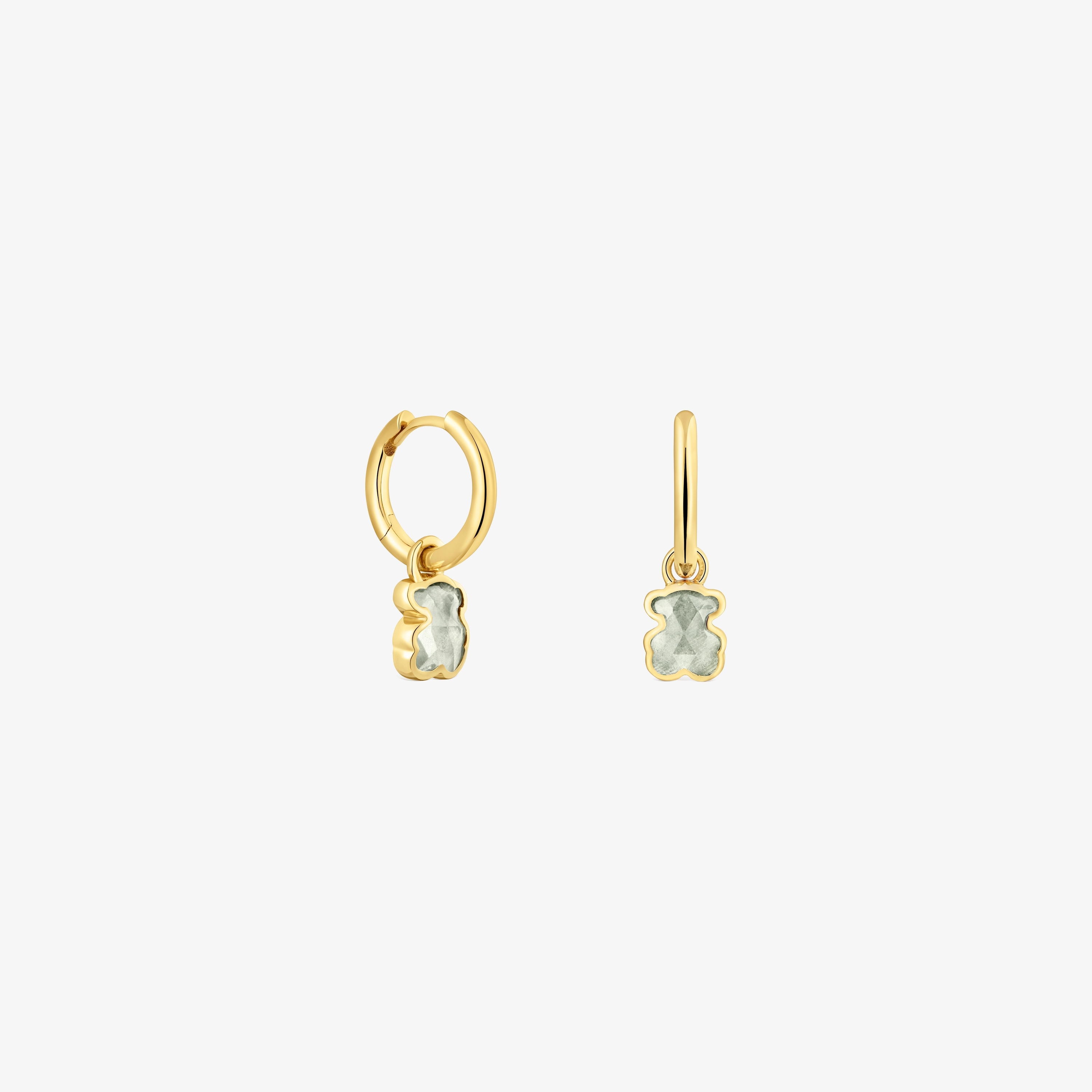Hoop earrings with 18K gold vermeil and laboratory-grown mint green sapphire Icon Color LGG