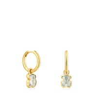 Hoop earrings with 18kt gold plating over silver and laboratory-grown mint green sapphire Icon Color LGG