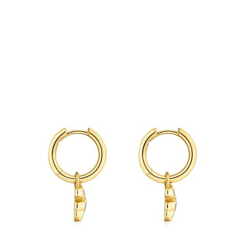 Pendientes aro con baño de oro 18 kt sobre plata y zafiro verde mint creado en laboratorio Icon Color LGG