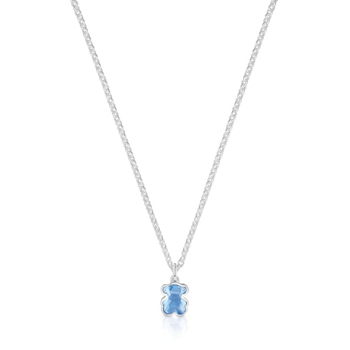 Short silver Necklace with laboratorygrown blue spinel Icon Color LGG