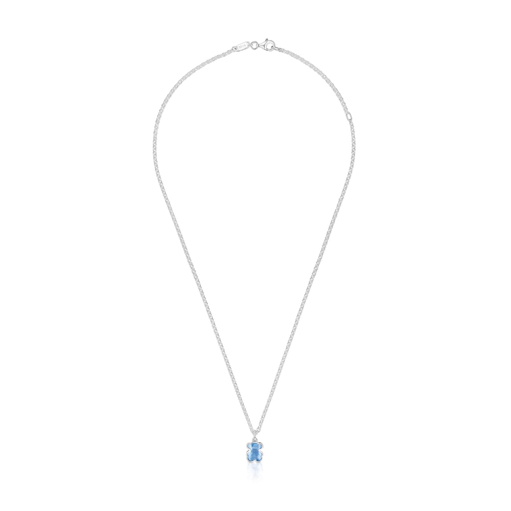 Short silver Necklace with laboratory-grown blue spinel Icon Color LGG Short silver Necklace with laboratory-grown blue spinel Icon Color LGG