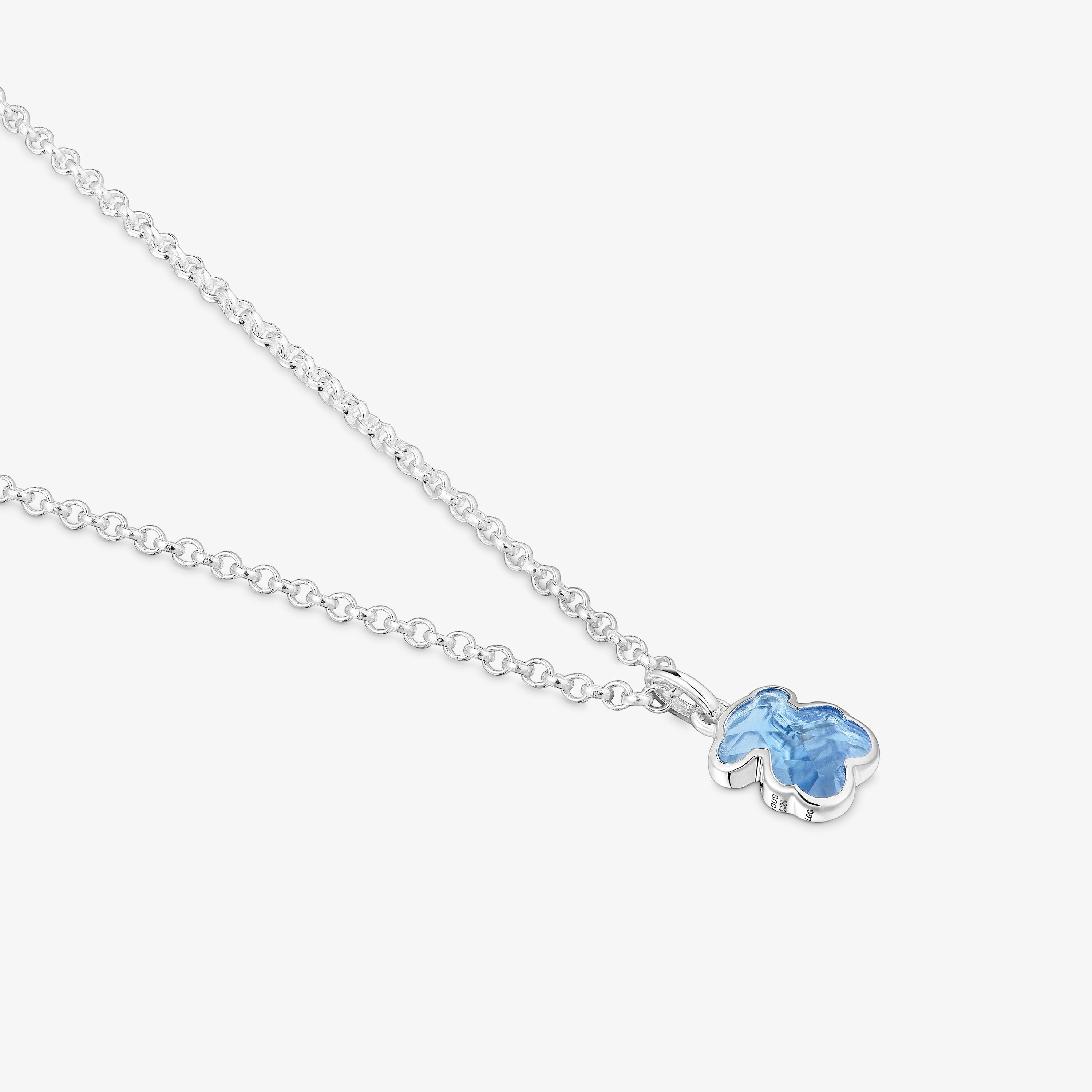 Short silver Necklace with laboratory-grown blue spinel Icon Color