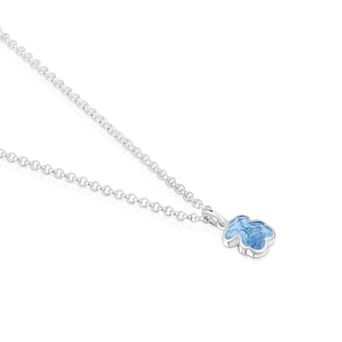 Short silver Necklace with laboratory-grown blue spinel Icon Color LGG