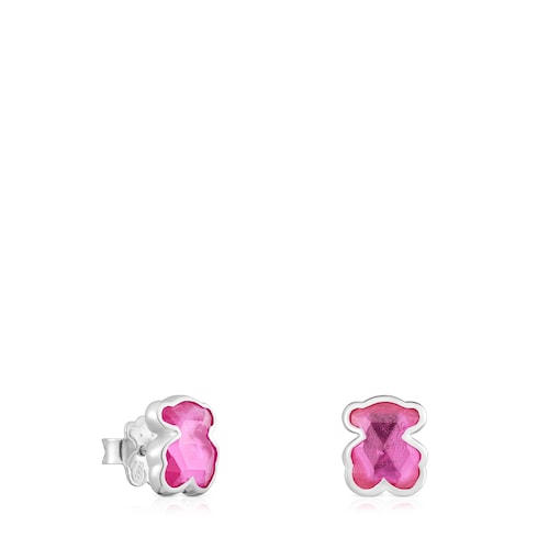 Silver Earrings with laboratorygrown ruby 1 mm Icon Color LGG