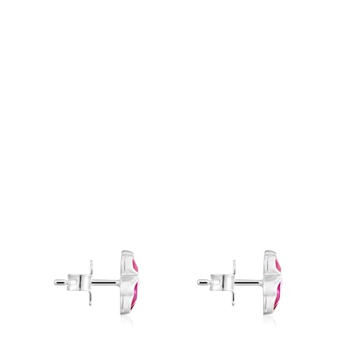 Silver Earrings with laboratorygrown ruby 1 mm Icon Color LGG