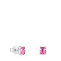 Silver Earrings with laboratory-grown ruby 5 mm Icon Color LGG