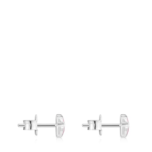 Silver Earrings with laboratorygrown ruby 5 mm Icon Color LGG
