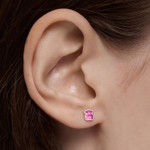 Silver Earrings with laboratorygrown ruby 5 mm Icon Color LGG