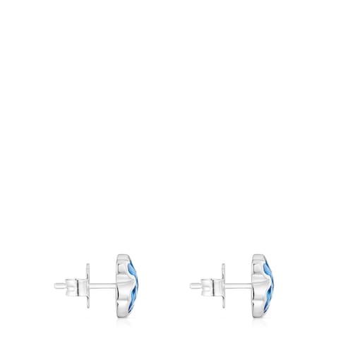 Silver Earrings with laboratorygrown blue spinel Icon Color LGG