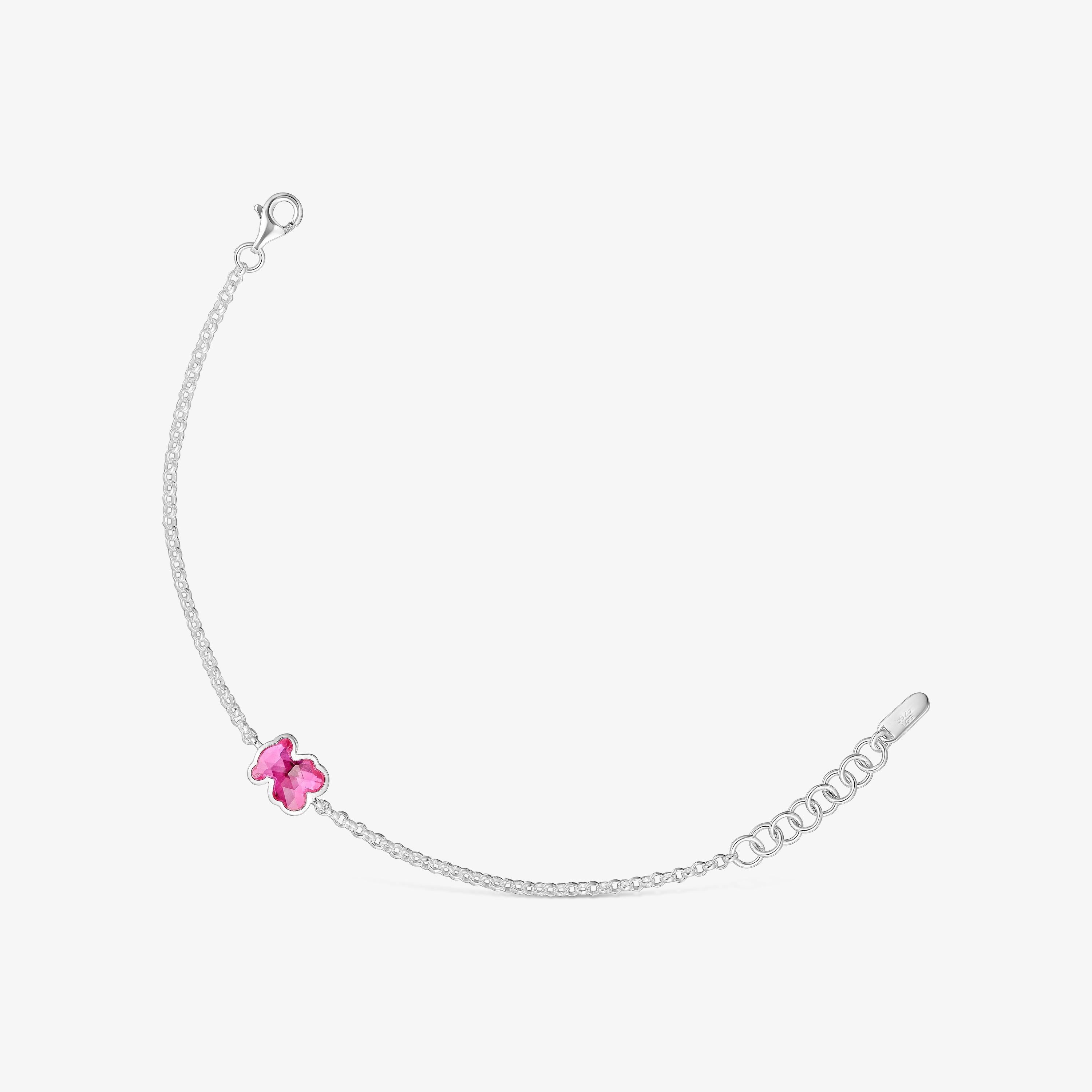 Silver chain Bracelet with laboratory-grown ruby Icon Color LGG
