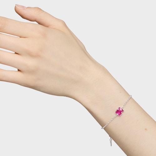 Silver chain Bracelet with laboratorygrown ruby Icon Color LGG