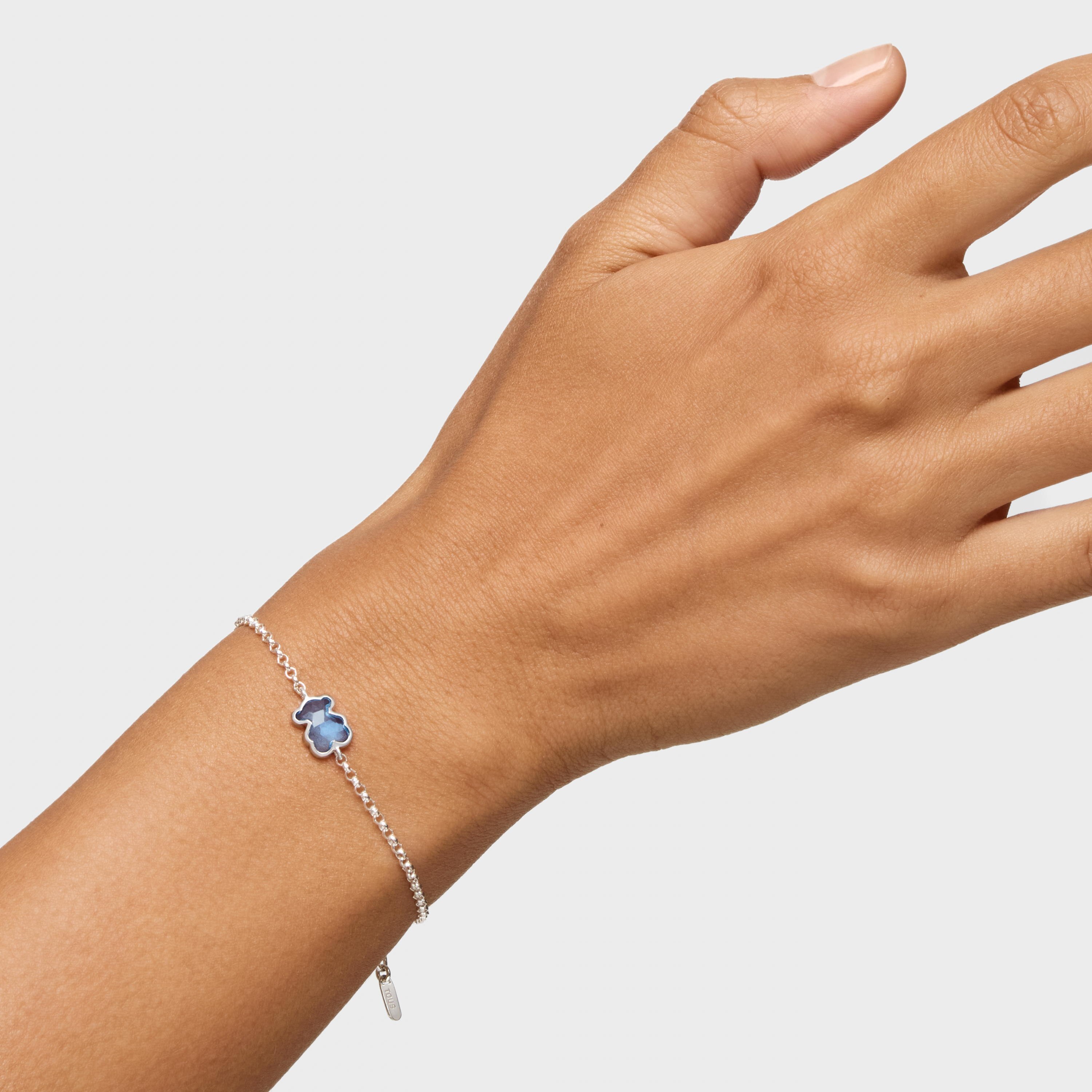 Silver chain Bracelet with laboratory-grown blue spinel Icon Color