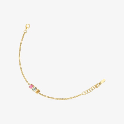 Kettenarmband Icon Color LGG aus 18&nbsp;kt vergoldetem Silber mit im Labor gez&uuml;chteten Edelsteinen