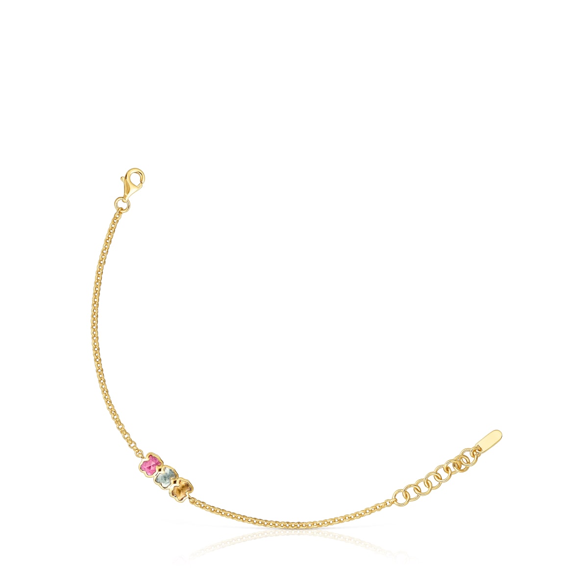 Tous - Pulsera Cadena Con Baño De Oro 18 Kt Sobre Plata Y Gemas Creadas En Laboratorio Icon Color Lgg - Dorado