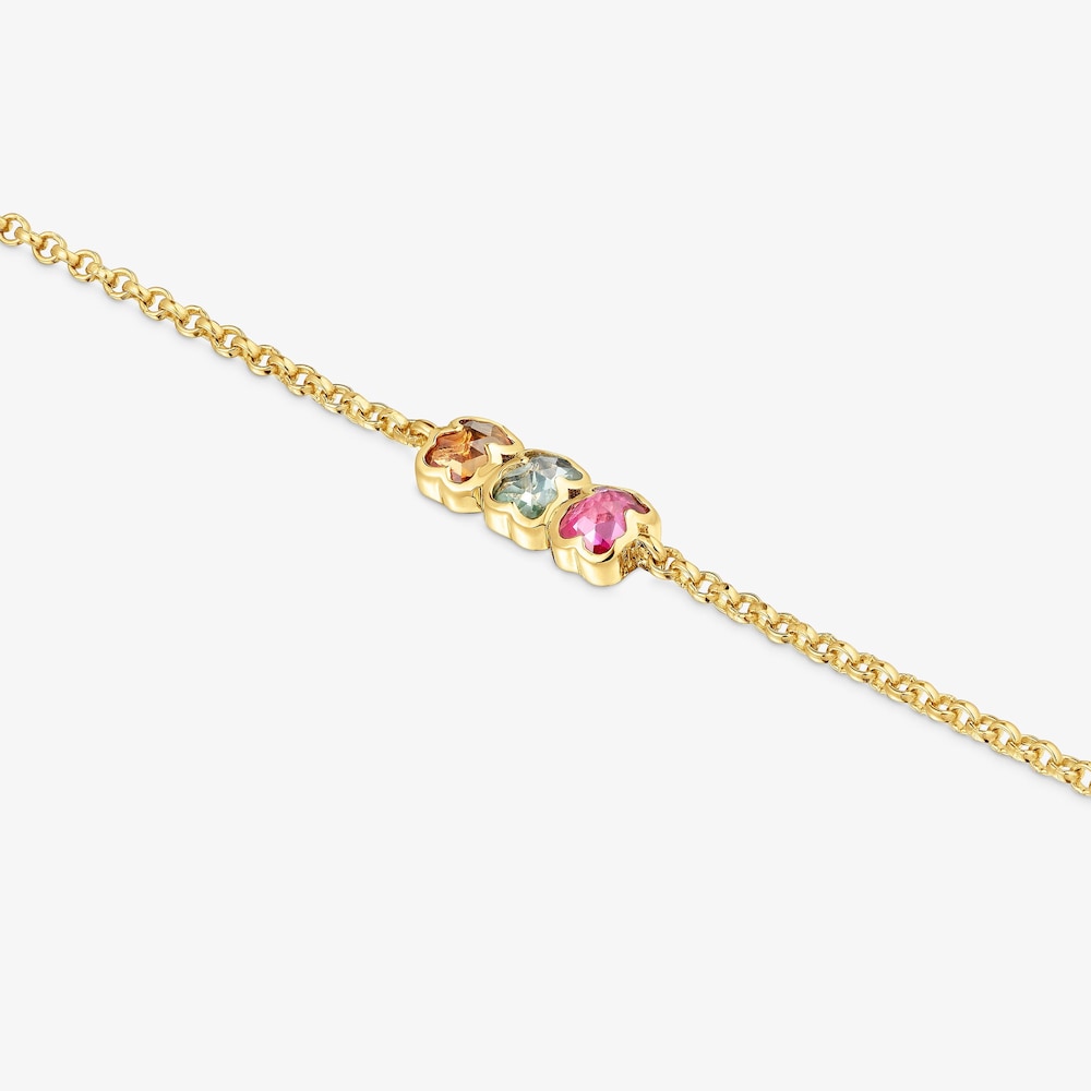 Pulsera cadena con ba&ntilde;o de oro 18 kt sobre plata y gemas creadas en laboratorio Icon Color LGG