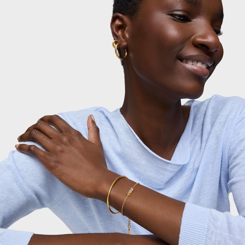 Pulsera cadena con ba&ntilde;o de oro 18 kt sobre plata y gemas creadas en laboratorio Icon Color LGG