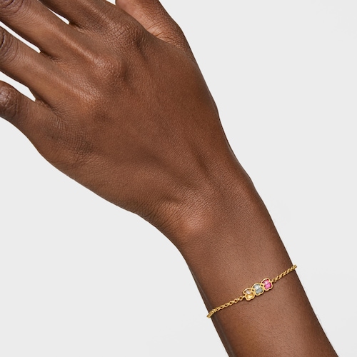 Pulsera cadena con baño de oro 18 kt sobre plata y gemas creadas en laboratorio Icon Color LGG