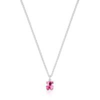 Short silver Necklace with laboratory-grown ruby Icon Color LGG