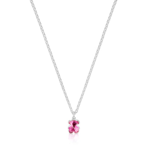 Short silver Necklace with laboratorygrown ruby Icon Color LGG