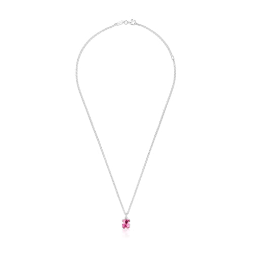 Short silver Necklace with laboratorygrown ruby Icon Color LGG