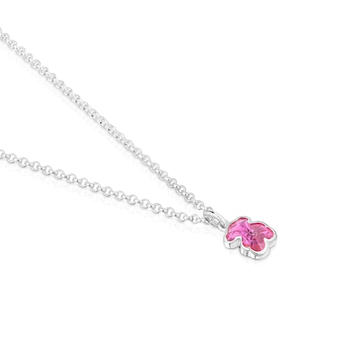 Short silver Necklace with laboratorygrown ruby Icon Color LGG
