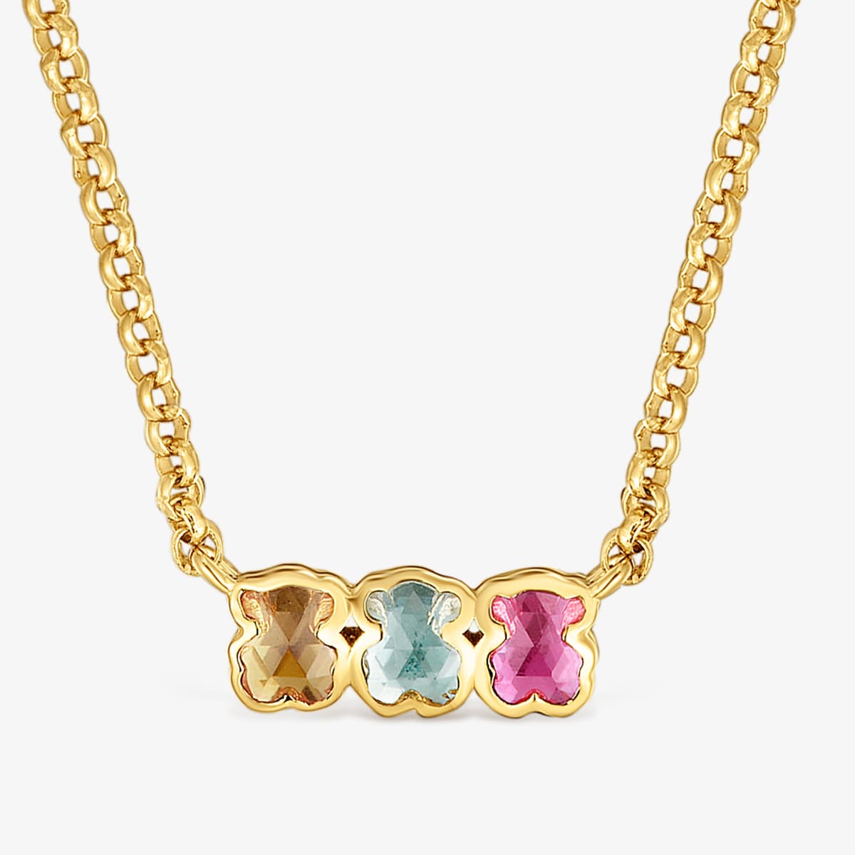 Tous - Collar Corto Con Baño De Oro 18 Kt Sobre Plata Y Gemas Creadas En Laboratorio Icon Color Lgg - Multi