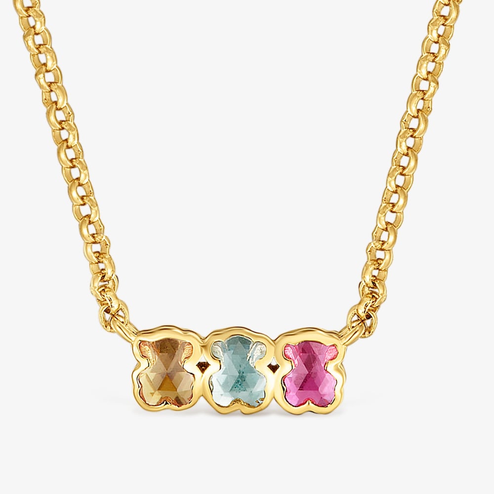 Collaret curt amb bany d'or 18 kt sobre plata i gemmes creades al laboratori Icon Color LGG