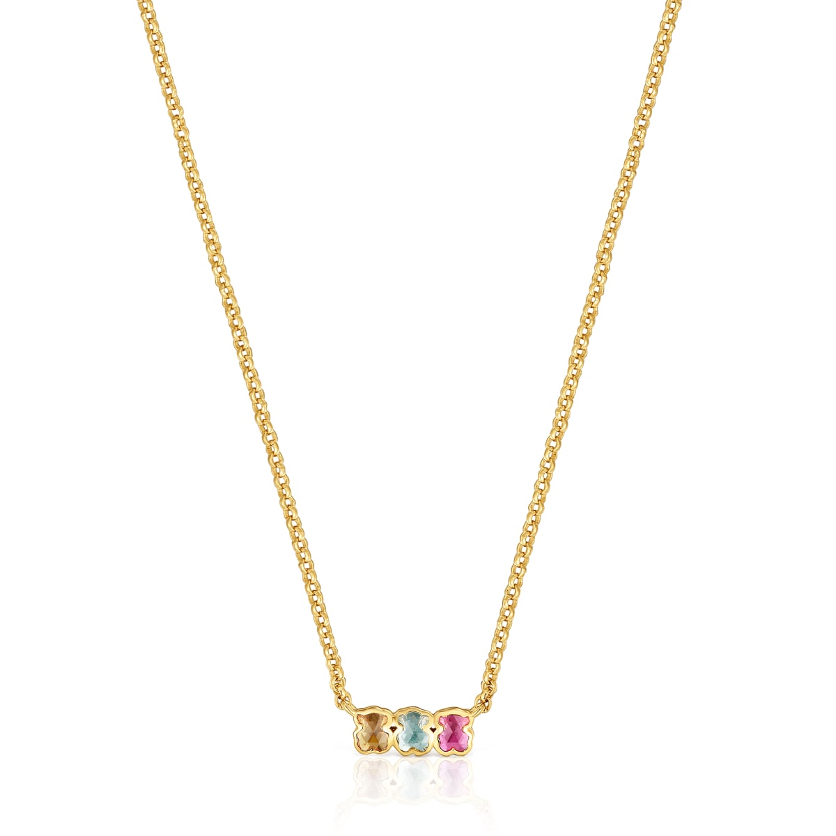 Tous - Collar Corto Con Baño De Oro 18 Kt Sobre Plata Y Gemas Creadas En Laboratorio Icon Color Lgg - Dorado