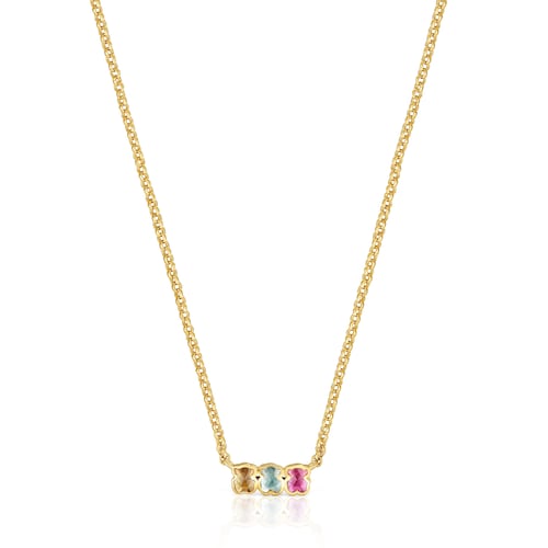 Collar corto con baño de oro 18 kt sobre plata y gemas creadas en laboratorio Icon Color LGG