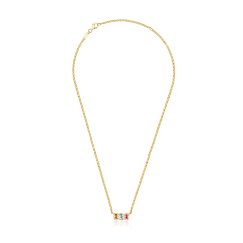 Collar corto con baño de oro 18 kt sobre plata y gemas creadas en laboratorio Icon Color LGG