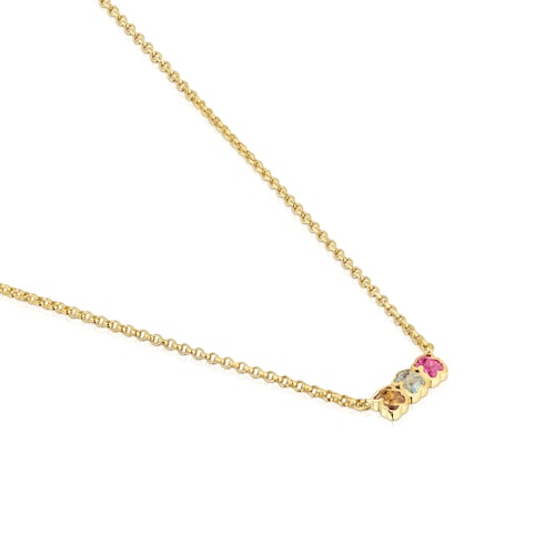 Collar corto con baño de oro 18 kt sobre plata y gemas creadas en laboratorio Icon Color LGG