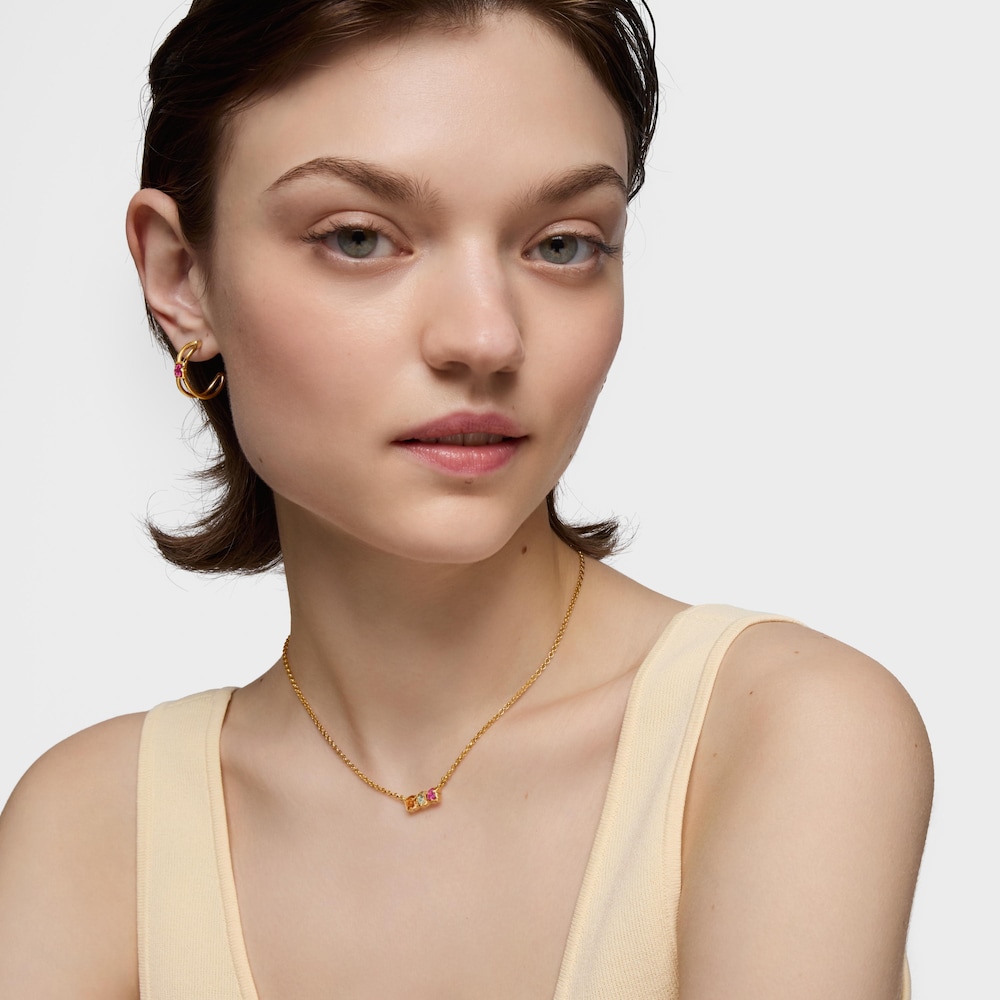 Collaret curt amb bany d'or 18 kt sobre plata i gemmes creades al laboratori Icon Color LGG