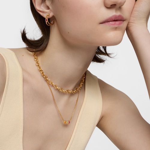 Collar corto con baño de oro 18 kt sobre plata y gemas creadas en laboratorio Icon Color LGG