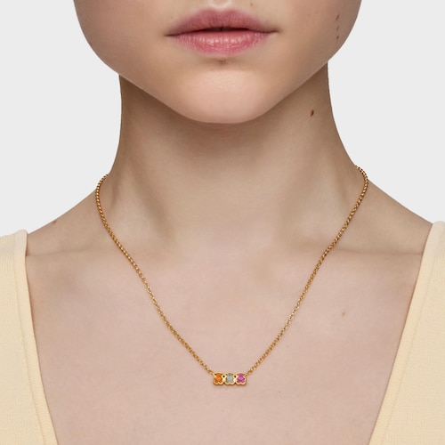 Collar corto con baño de oro 18 kt sobre plata y gemas creadas en laboratorio Icon Color LGG