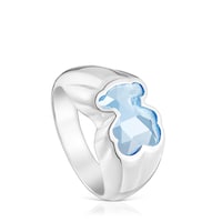 Medium silver Ring with laboratory-grown blue spinel Icon Color LGG