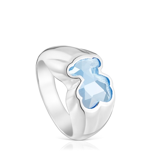 Medium silver Ring with laboratorygrown blue spinel Icon Color LGG