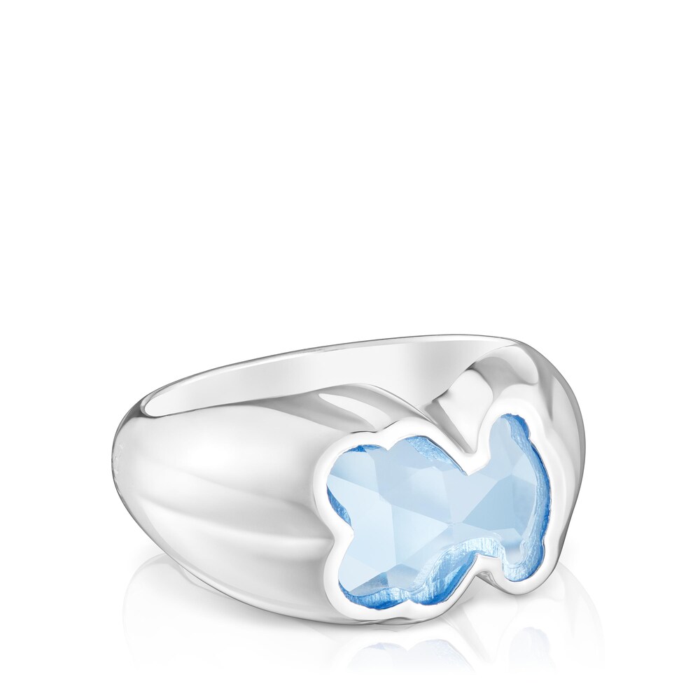 Medium silver Ring with laboratory-grown blue spinel Icon Color LGG Medium silver Ring with laboratory-grown blue spinel Icon Color LGG
