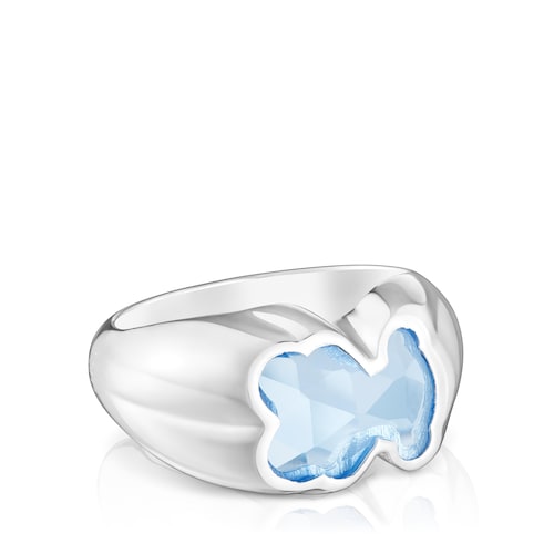 Medium silver Ring with laboratory-grown blue spinel Icon Color LGG