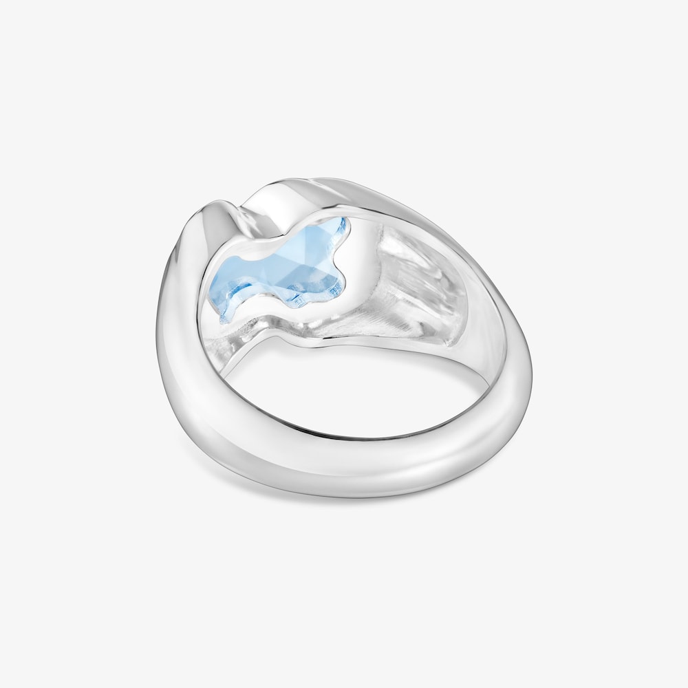 Stredne veľk&yacute; strieborn&yacute; Prsteň so syntetick&yacute;m modr&yacute;m spinelom Icon Color LGG