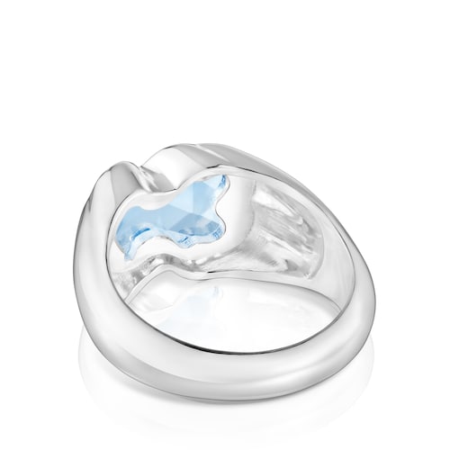 Medium silver Ring with laboratory-grown blue spinel Icon Color LGG
